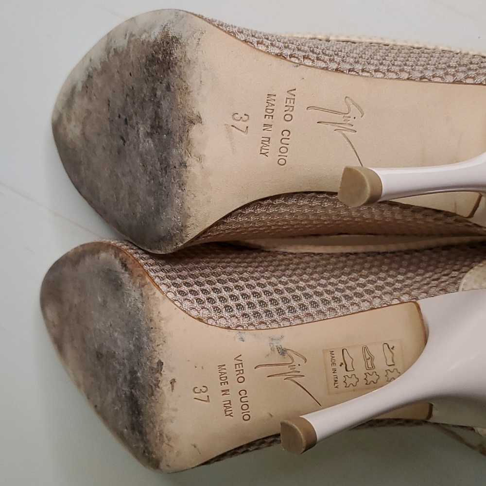 Giuseppi Zanotti | Beige Mesh and Leather Pumps Sz 37 - Picture 9 of 9